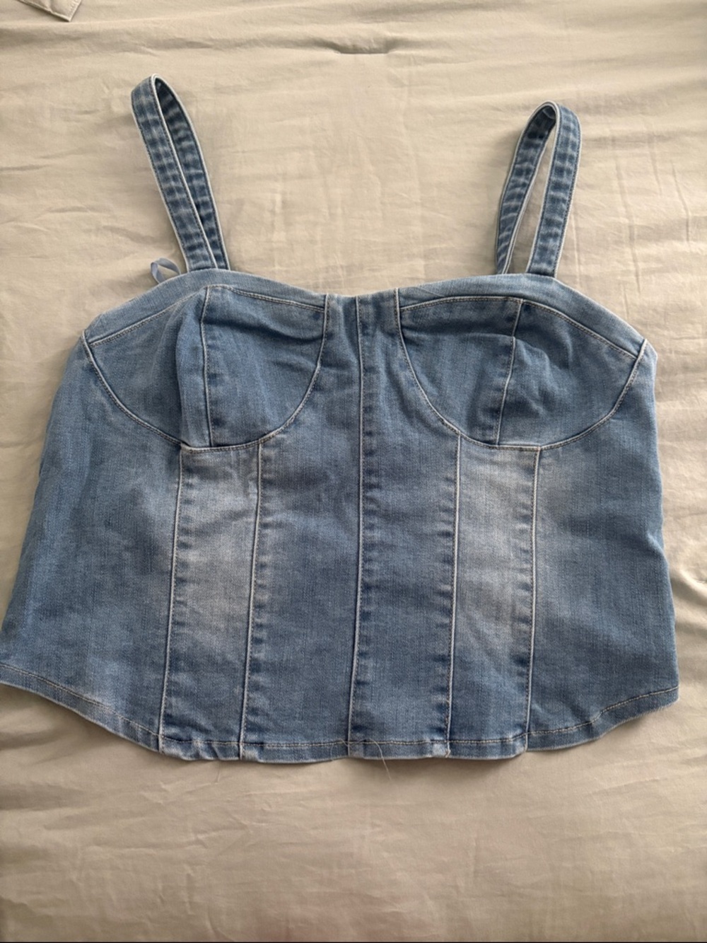 Denim corset style Crop Top - Light Blue